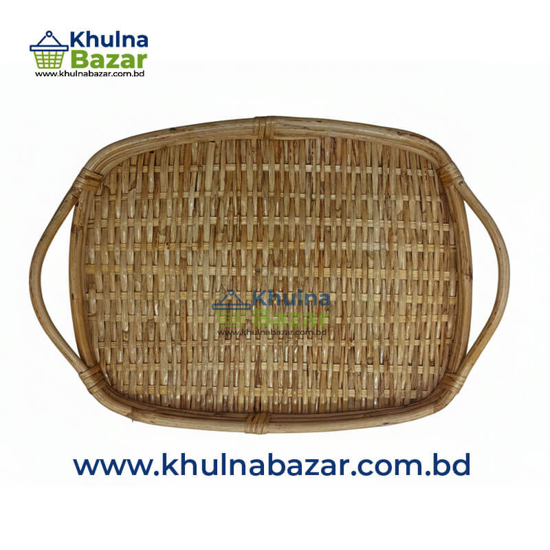 Handcrafted Bamboo and Rattan Serving Tray with Handles