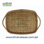 Handcrafted Bamboo and Rattan Serving Tray with Handles