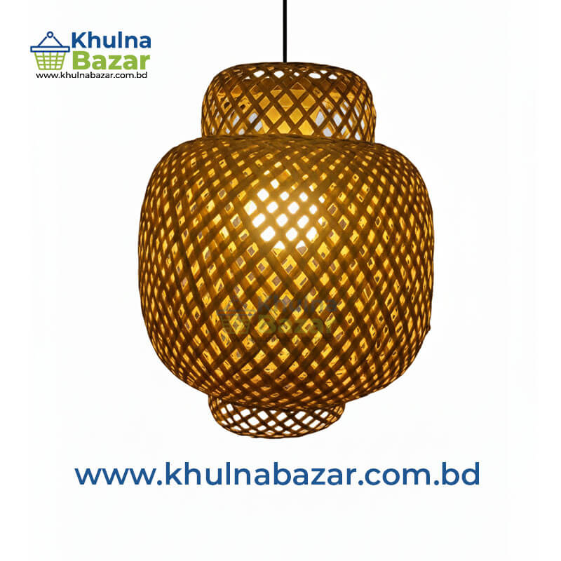 Special Double Shade Bamboo Hanging Pendant Light (Large)
