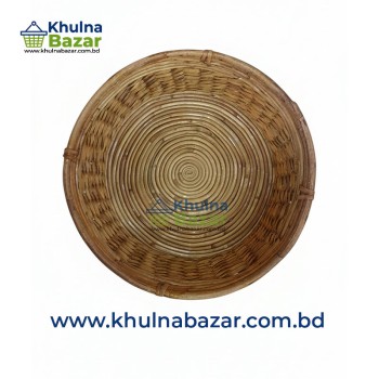 Handcrafted Round Cane Serving Tray - Premium Natural Rattan (Medium Size)