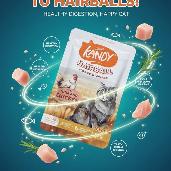 Kandy Hairball Control Cat Food - Tuna and Chicken Flavor (Special Formula) -70g