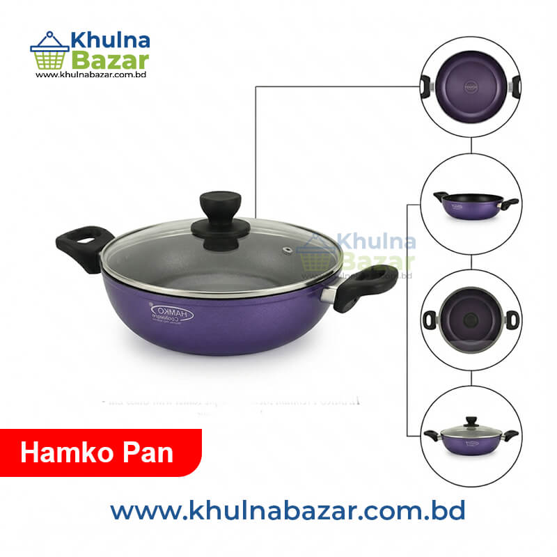 TH Wok Pan with Glass Lid - 28cm (Premium Non-Stick) - khulnabazar